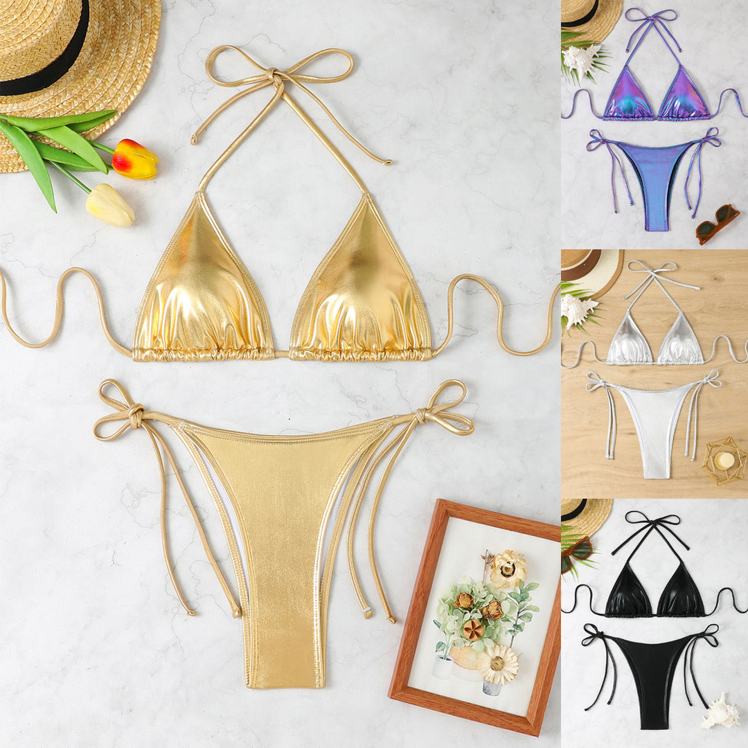 Damen Triangel-Bikini-Set mit hohen Beinausschnitten und verstellbaren Trägern Echo Archiv