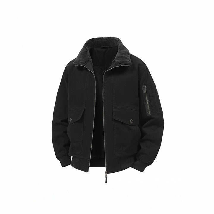 Herren Militärisch inspirierte Thermo-Bomberjacke mit Teddy‑Futter, Ärmeltasche und Druckknopf‑Klappentaschen Echo Archiv