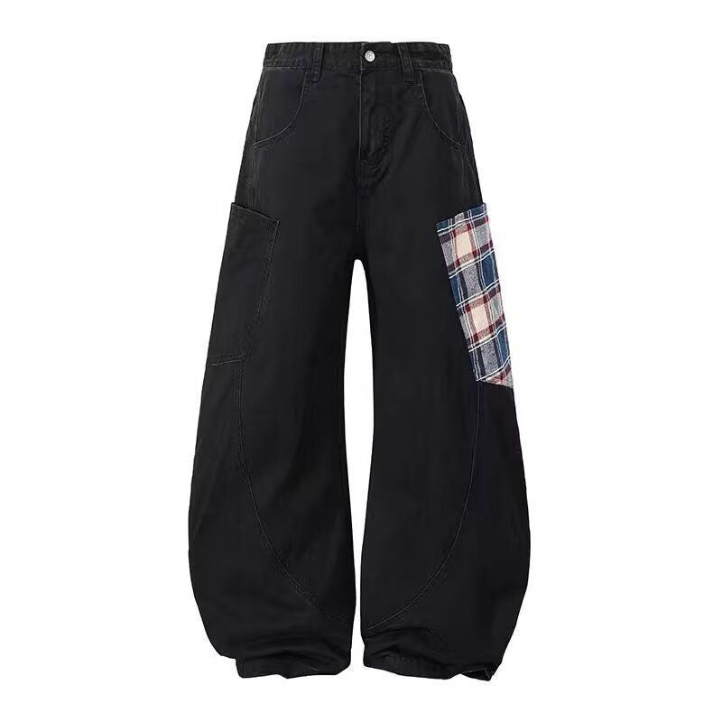 Damen Weitgeschnittene Cargo-Hose mit Karomuster Echoarchiv