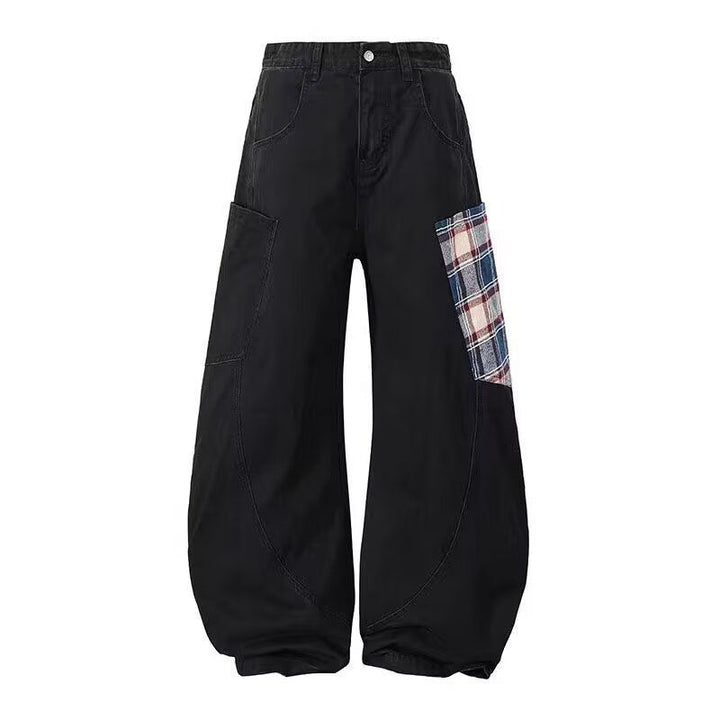 Damen Weitgeschnittene Cargo-Hose mit Karomuster Echoarchiv