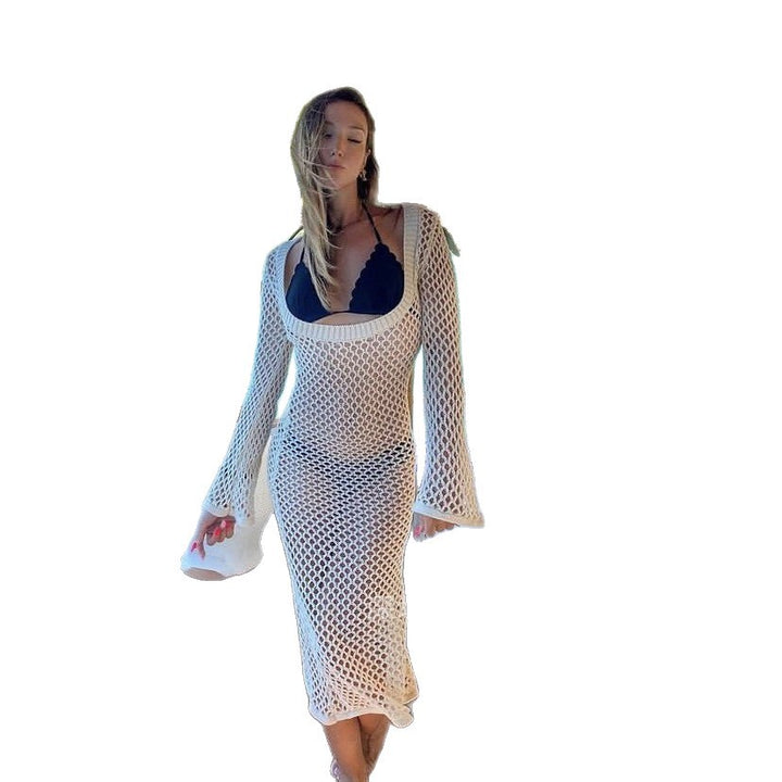 Damen Elegantes Netzkleid mit langen Ärmeln Echo Archiv