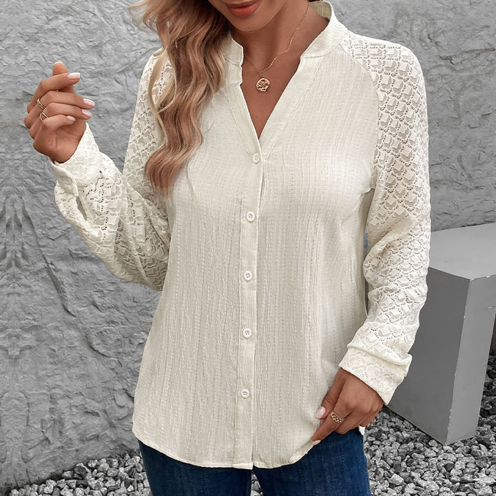 Damen Verspielte Bluse mit Spitzenärmeln Echo Archiv