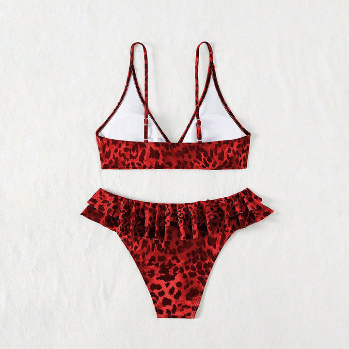 Damen Triangel-Bikini mit voluminösen Rüschen und elegantem Goldakzent Echo Archiv