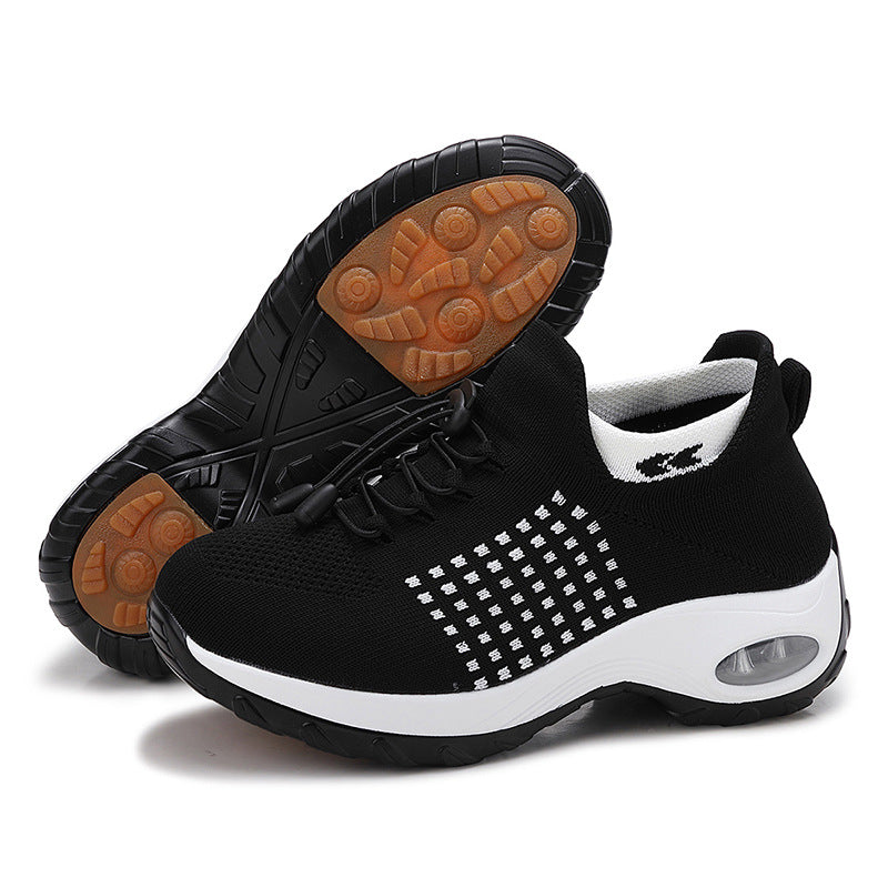 Damen nan atmungsaktive gestrickte Plateausneaker mit Luftkissenfederung und elastischem Schaft Echo Archiv