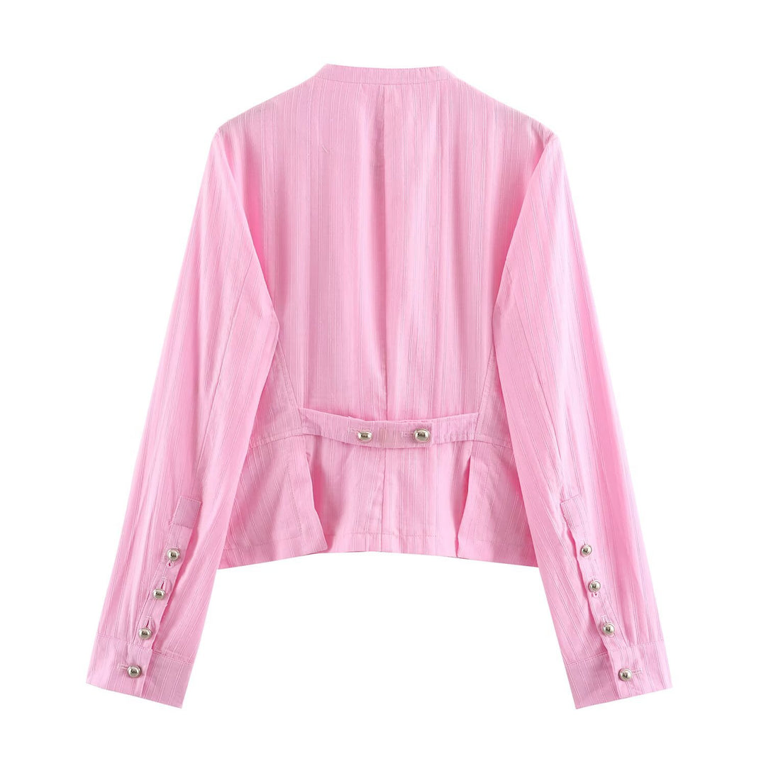 Damen Kurzjacke mit asymmetrischer Knopfleiste, Stehkragen und Zier‑Taschen Echo Archiv