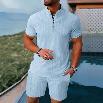 Herren Kurzarm Outfit mit modischem Stehkragen Echoarchiv