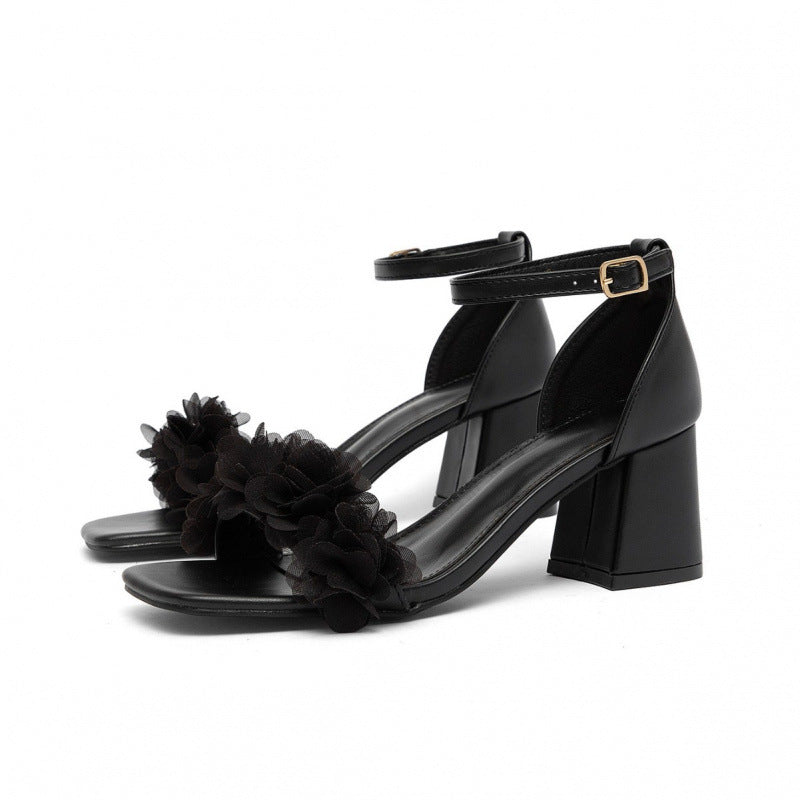 Damen Hochhackige Sandalen mit floralen Applikationen Echoarchiv