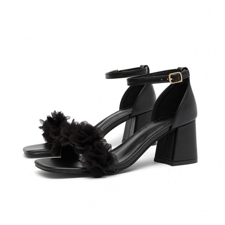 Damen Hochhackige Sandalen mit floralen Applikationen Echoarchiv