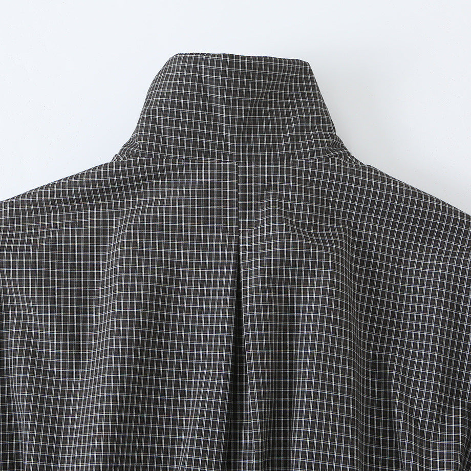 Damen Kurzjacke im karierten Utility-Bomber mit hohem Stehkragen und Kordelzug-Taille Echoarchiv