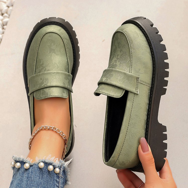 Damen Chunky Loafer mit profilierter Gummisohle und geprägtem Kunstleder Echoarchiv