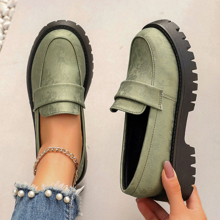 Damen Chunky Loafer mit profilierter Gummisohle und geprägtem Kunstleder Echoarchiv
