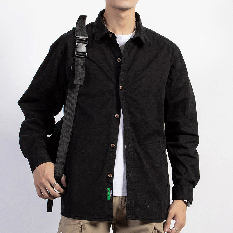 Herren leichtes Utility-Overshirt mit Knopfleiste und Hemdkragen Echoarchiv