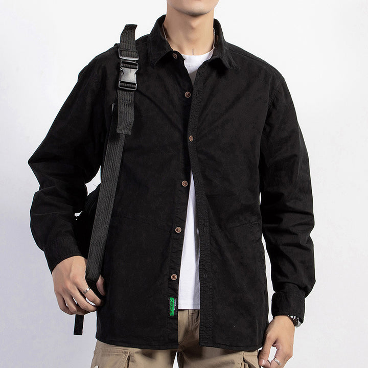 Herren leichtes Utility-Overshirt mit Knopfleiste und Hemdkragen Echoarchiv