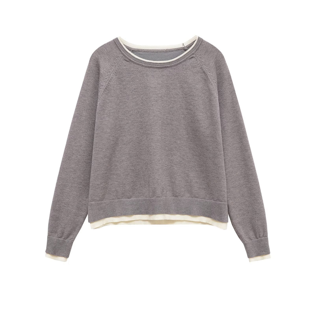 Damen Feinstrick-Pullover mit Lagenoptik, Rundhalsausschnitt und Raglanärmeln Echoarchiv