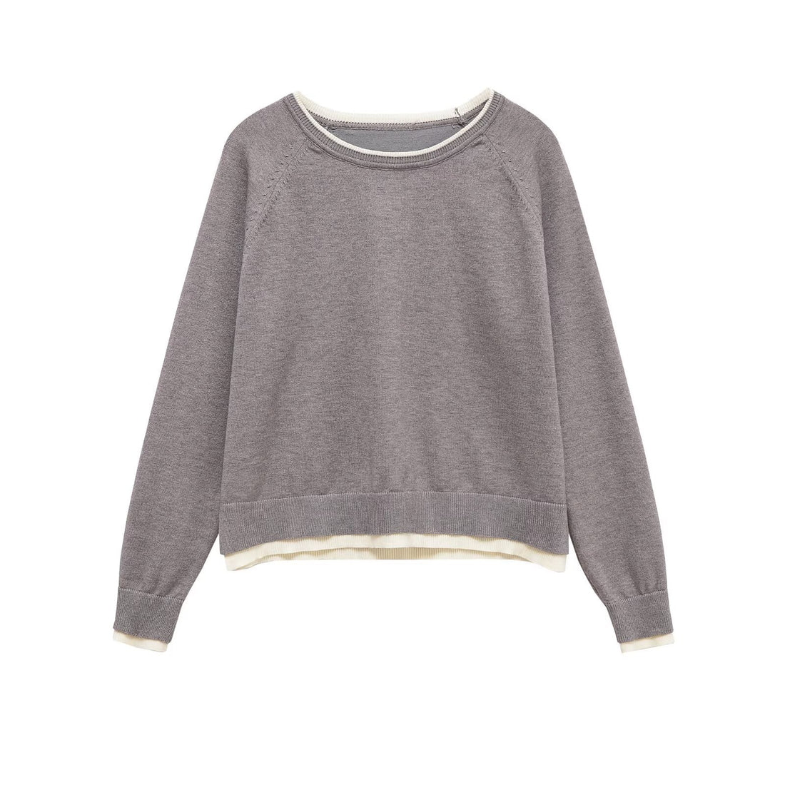Damen Feinstrick-Pullover mit Lagenoptik, Rundhalsausschnitt und Raglanärmeln Echoarchiv