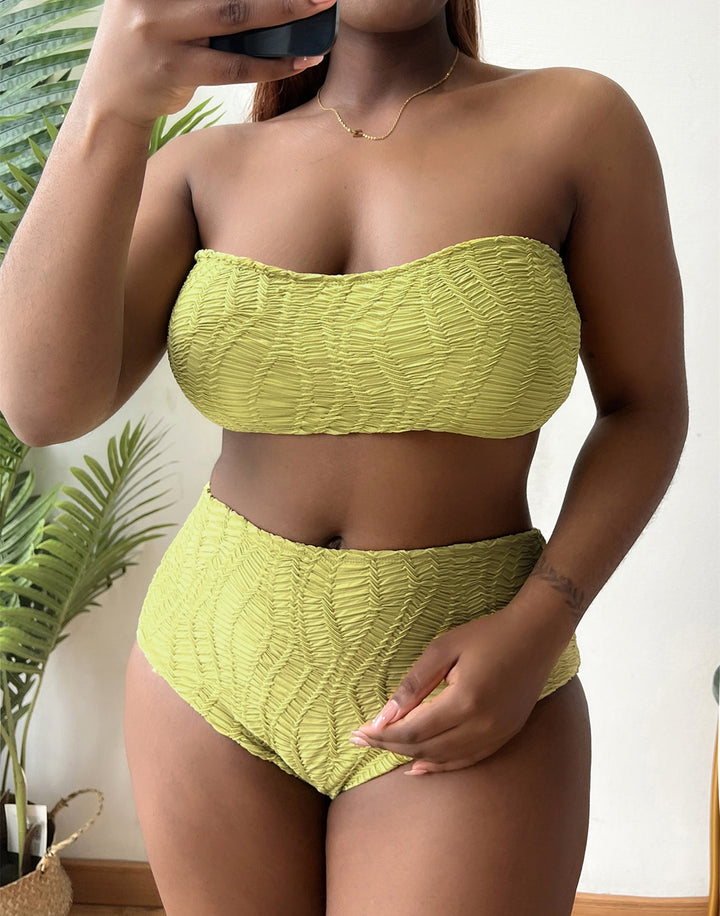 Damen Hoch tailliertes Bustier-Bikini-Set mit Rüschen-Design Echo Archiv