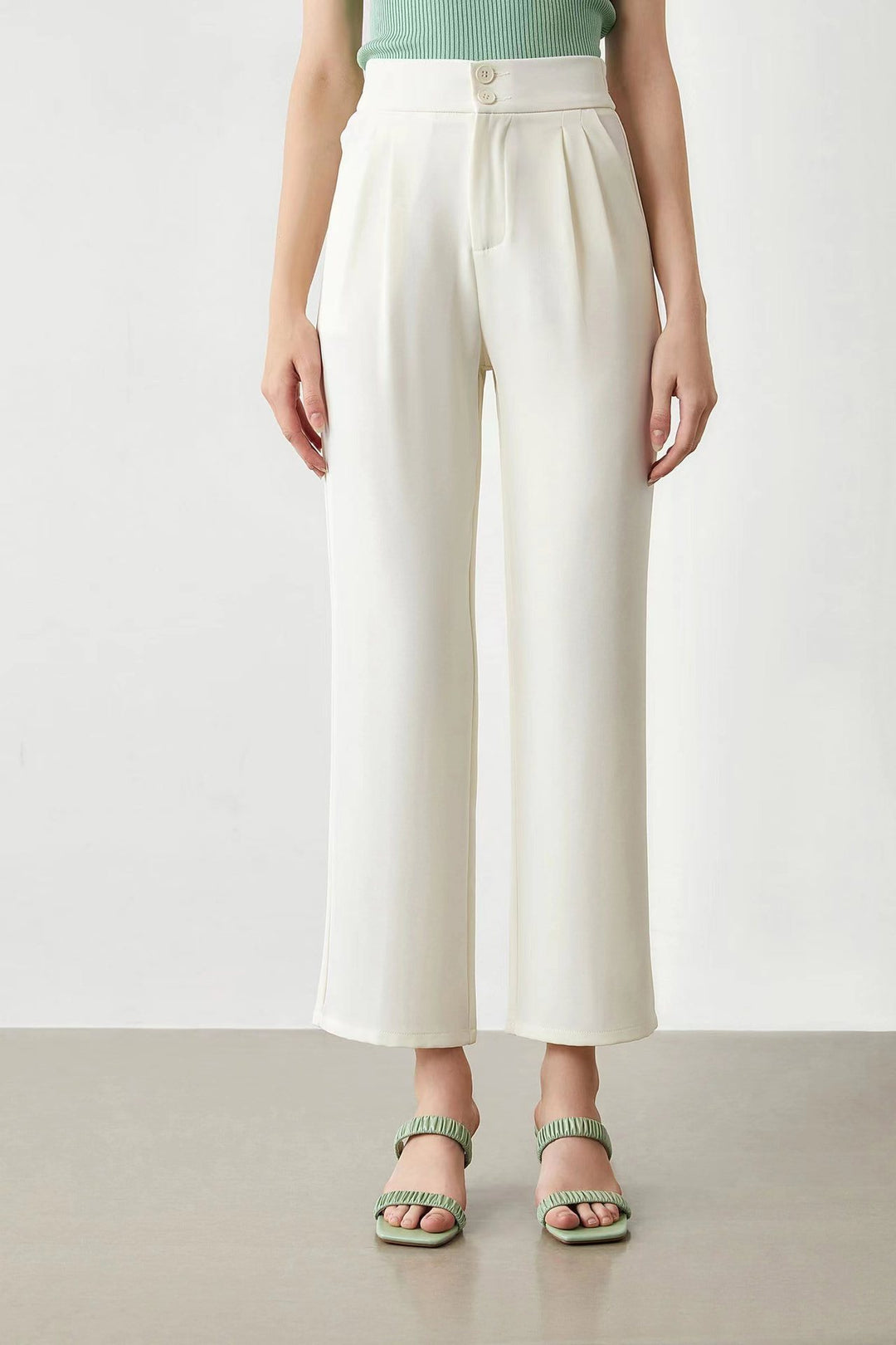 Damen elegante weite Stoffhose mit Bundfalten und hohem Taillenbündchen Echo Archiv