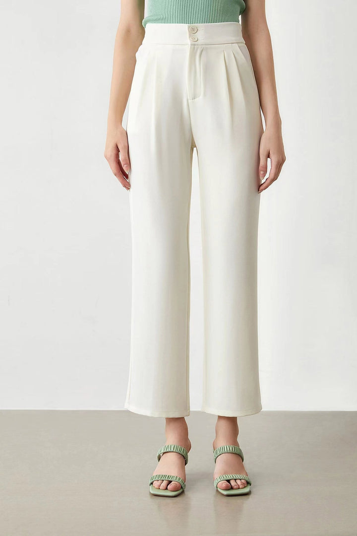 Damen elegante weite Stoffhose mit Bundfalten und hohem Taillenbündchen Echo Archiv