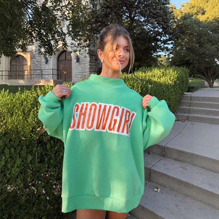 Damen nan weites Sweatshirt mit hohem Kragen und auffälligem Frontprint Echo Archiv