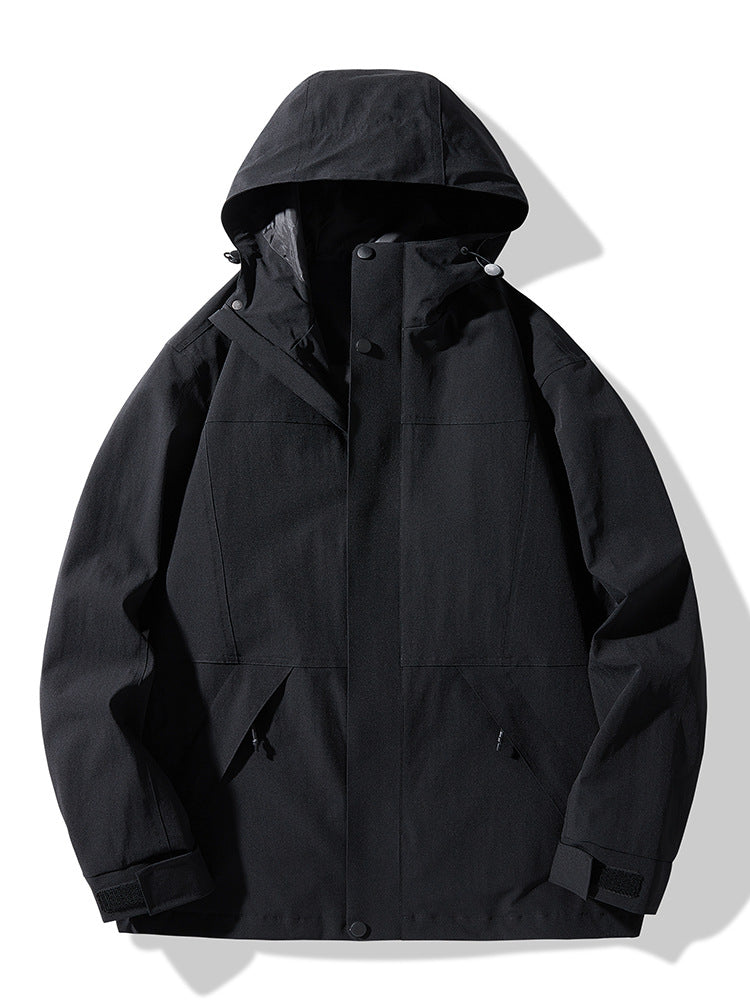 Herren Technische Colorblock Softshell‑Regenjacke mit verstellbarer Kapuze Echo Archiv