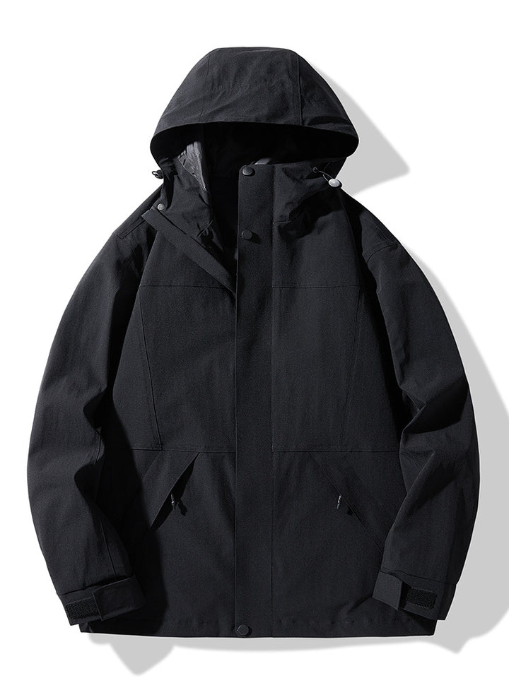 Herren Technische Colorblock Softshell‑Regenjacke mit verstellbarer Kapuze Echo Archiv