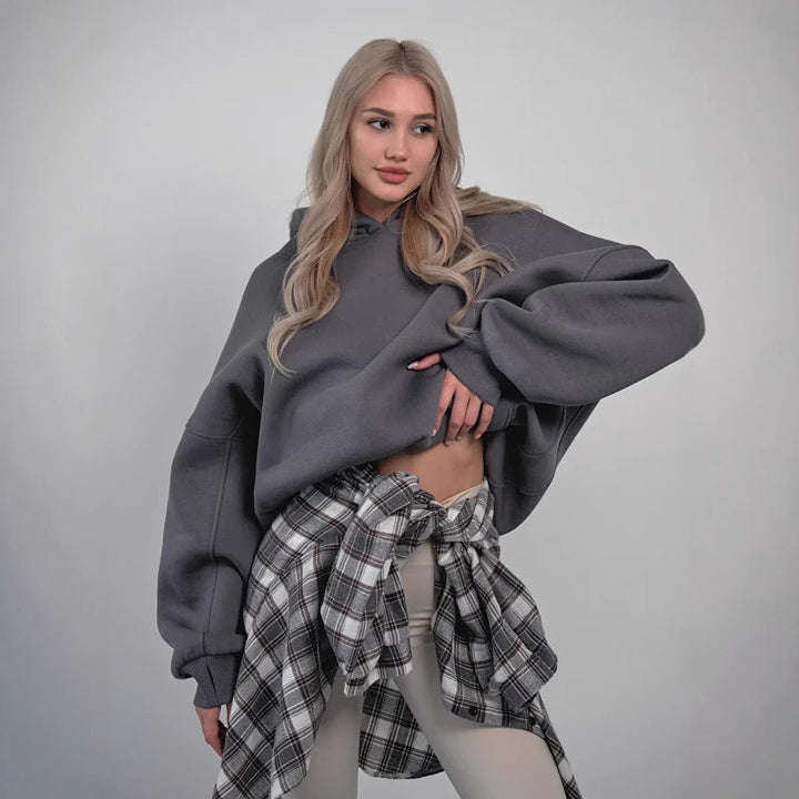 Damen oversized Kapuzenpullover mit extraweiter Passform und tief geschnittener Kapuze – Auréline