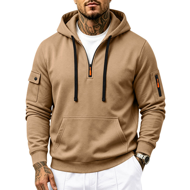 Herren Utility-Halbzip-Kapuzenpullover mit Ärmel-Taschen und Kängurutasche Echoarchiv