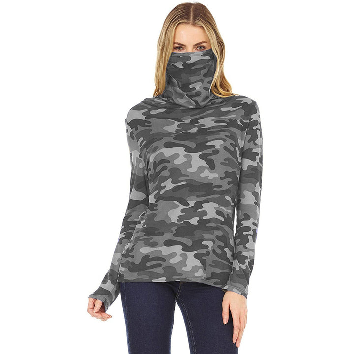 Damen Camouflage-Jersey-Longsleeve mit integriertem Schlauchkragen Echoarchiv