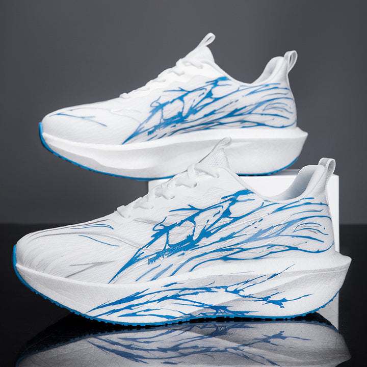 Unisex leichte Laufsneaker mit grafischem Splash-Print, atmungsaktivem Strickoberteil und gedämpfter Plateausohle – Tavélo