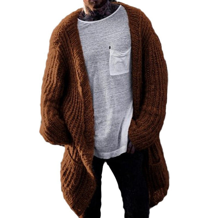 Herren Großer Strickcardigan mit tiefem Schnitt und strukturiertem Design Echoarchiv