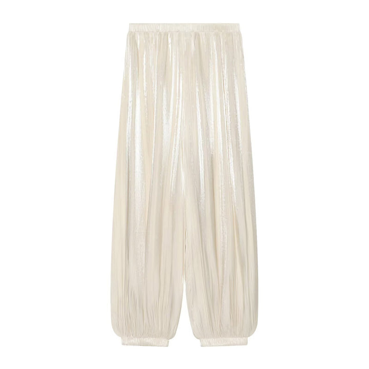 Damen Plissierte glänzende High‑Waist Palazzo-Jogger Echo Archiv