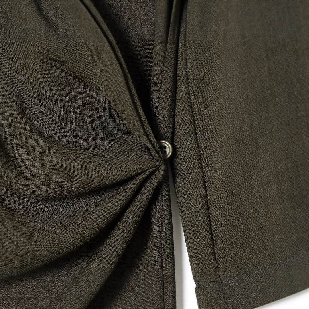 Damen Wickelbluse mit Hemdkragen, asymmetrischem Zipfelsaum und Knotenverschluss – Élovi