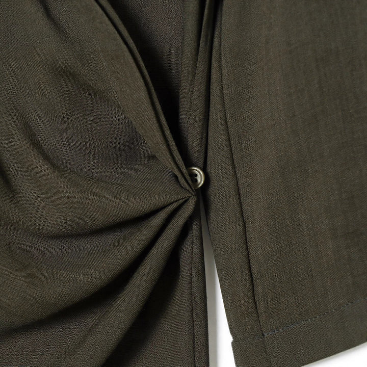 Damen Wickelbluse mit Hemdkragen, asymmetrischem Zipfelsaum und Knotenverschluss – Élovi