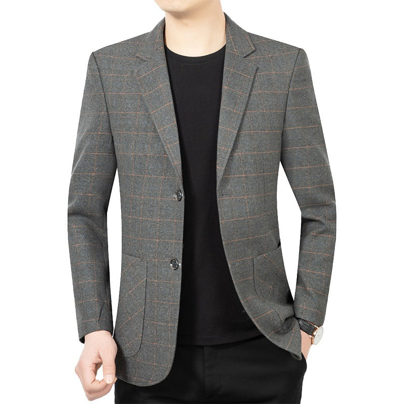 Herren Kariertes Slim-Fit Sakko aus Wollmischung – Tianoro