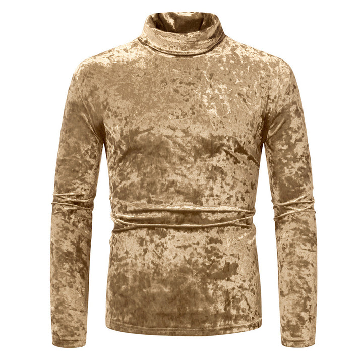 Herren Figurbetontes Samt-Longsleeve mit Stehkragen und leichtem Stretch Echo Archiv