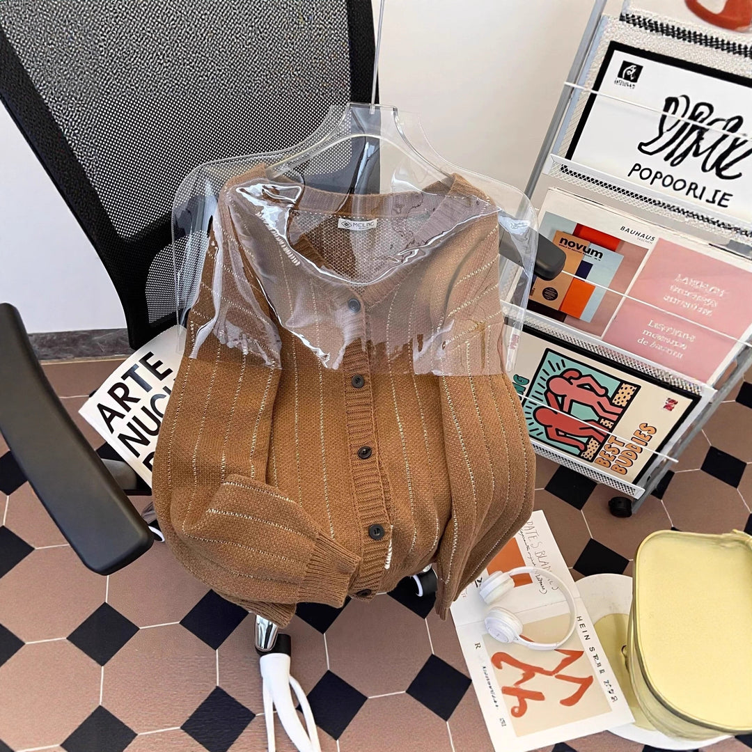 Damen Strickjacke mit V-Ausschnitt und Knöpfen Echoarchiv