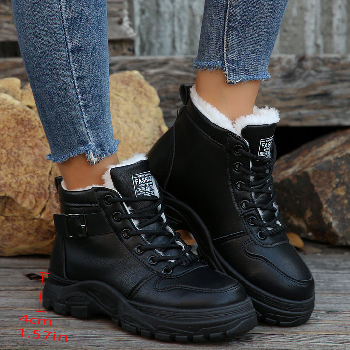 Damen Gefütterte Plateau-Ankleboots mit Kunstfellfutter und klobiger Lug-Sohle Echoarchiv