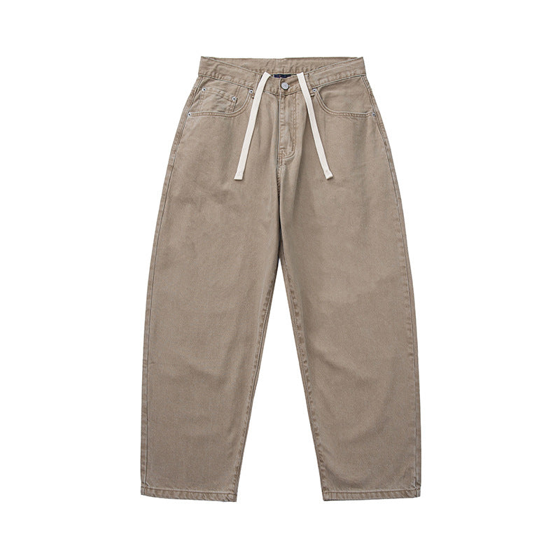 Herren Weite Baggy-Jeans aus gewaschener Denim mit elastischem Kordelzugbund Echoarchiv