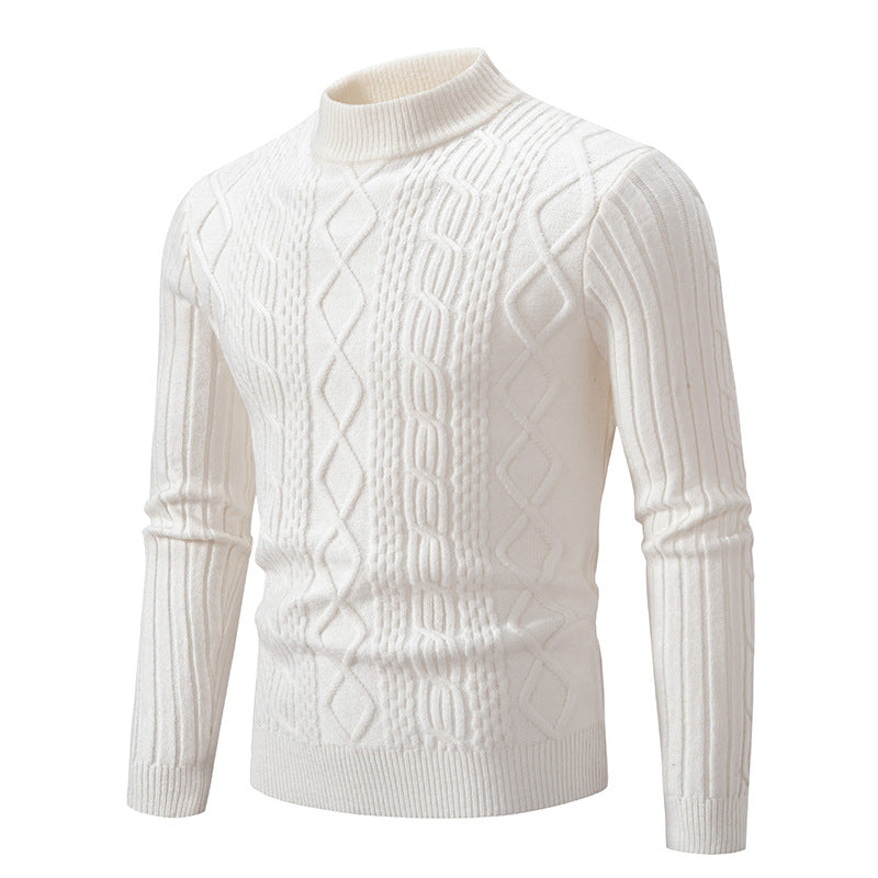 Herren nan gerippter Zopfmuster-Rollkragenpullover Slim Fit Echo Archiv