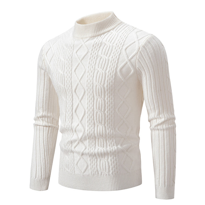 Herren nan gerippter Zopfmuster-Rollkragenpullover Slim Fit Echo Archiv