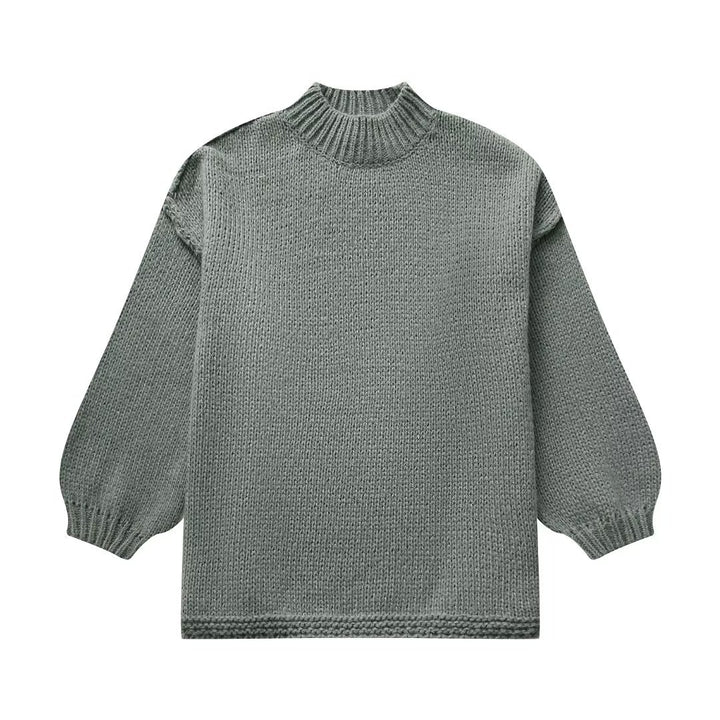 Damen Grobstrick-Pullover mit Stehkragen, überschnittenen Schultern und Ballonärmeln Echo Archiv
