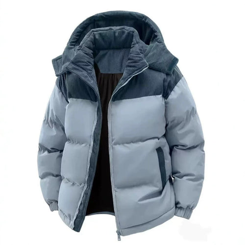 Damen Stepp-Winterjacke mit Cord-Schulterdetail, Kapuze und Zwei-Wege-Reißverschluss Echoarchiv