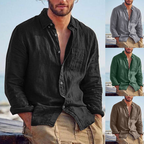 Herren nan Leinenhemd mit Brusttasche und lässiger Strandpassform Echo Archiv
