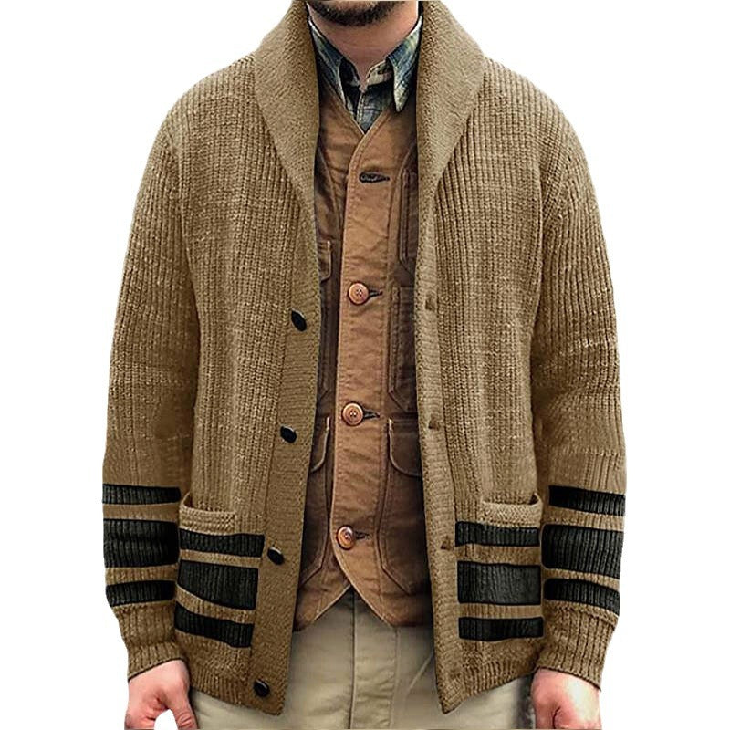 Herren Strickjacke mit modernem Waffelmuster und praktischen Taschen Echoarchiv