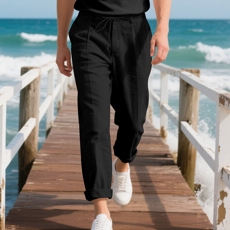 Herren luftige Sommer-Cargo-Hose mit elastischem Bund und praktischem Kordelzug Echoarchiv