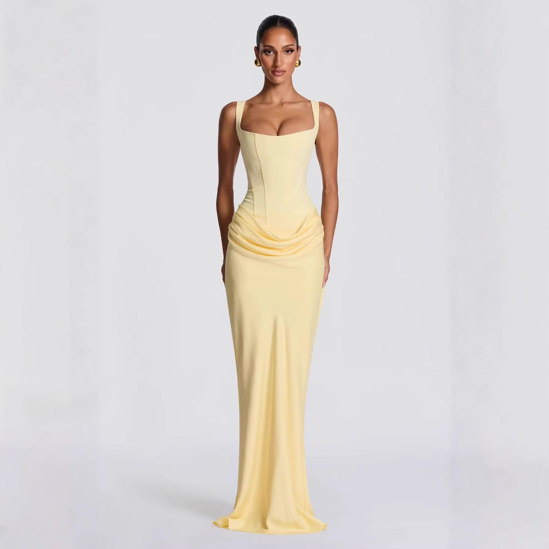 Damen Fließendes Maxi-Kleid mit asymmetrischem Schnitt und raffiniertem Drapé Echo Archiv