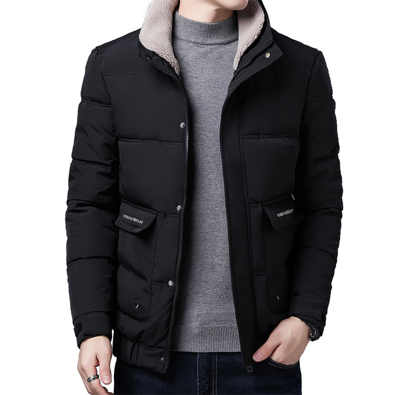 Herren gesteppte Winterjacke mit hochschützendem Kragen und praktischen Taschen Echoarchiv