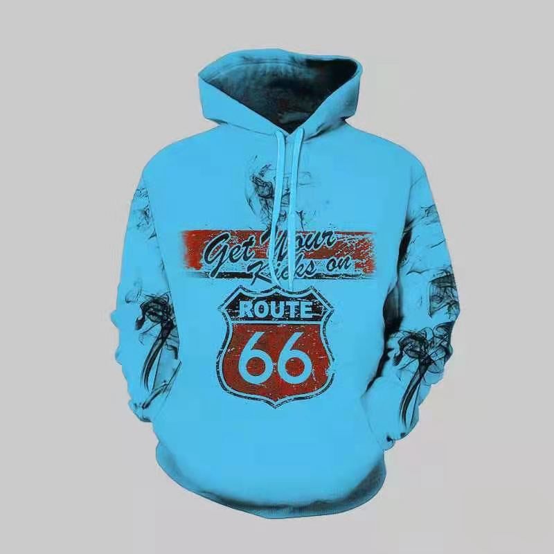 Herren Kapuzenpullover mit kreativem Route 66-Motiv Echoarchiv