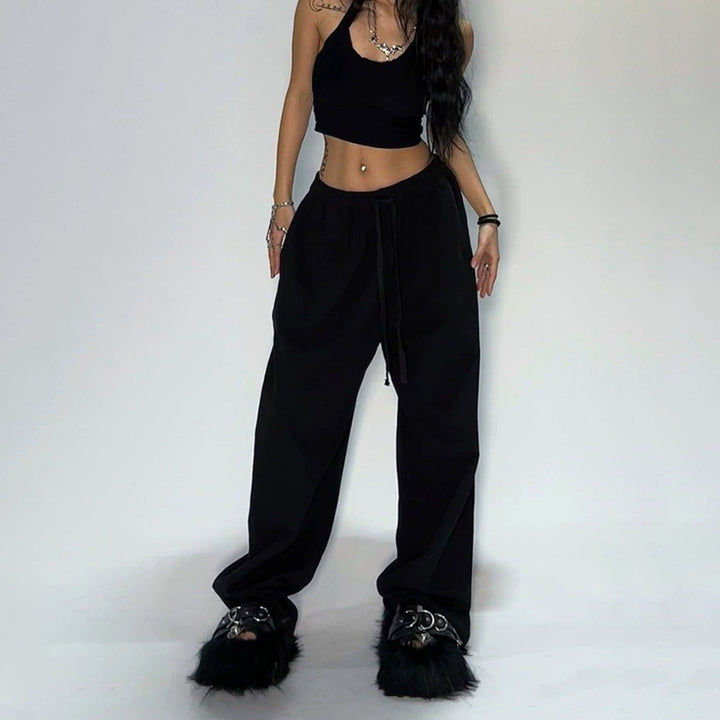 Damen nan weit geschnittene Loungehose mit hohem Bund extra weitem Bein und Tunnelzug Echo Archiv
