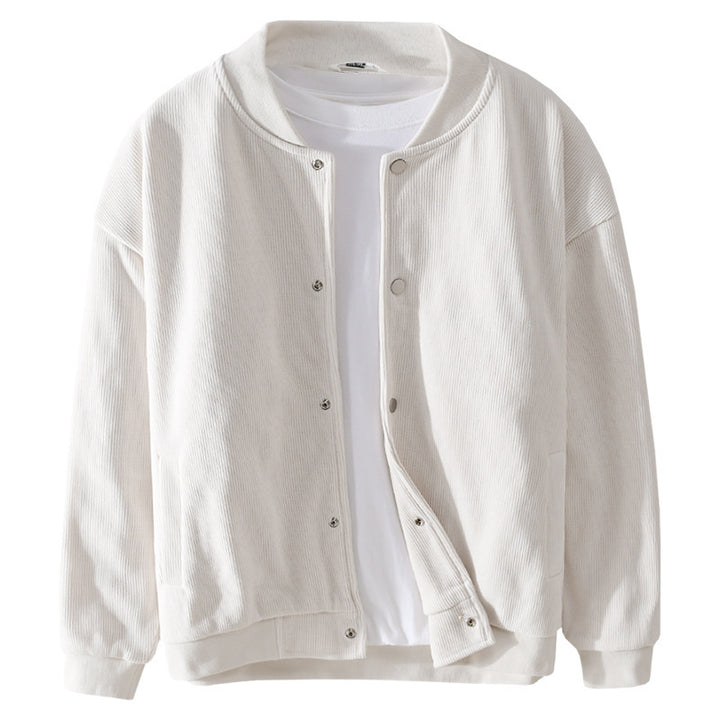 Herren Cord-Collegejacke mit Druckknopfleiste und Rippbündchen Echoarchiv